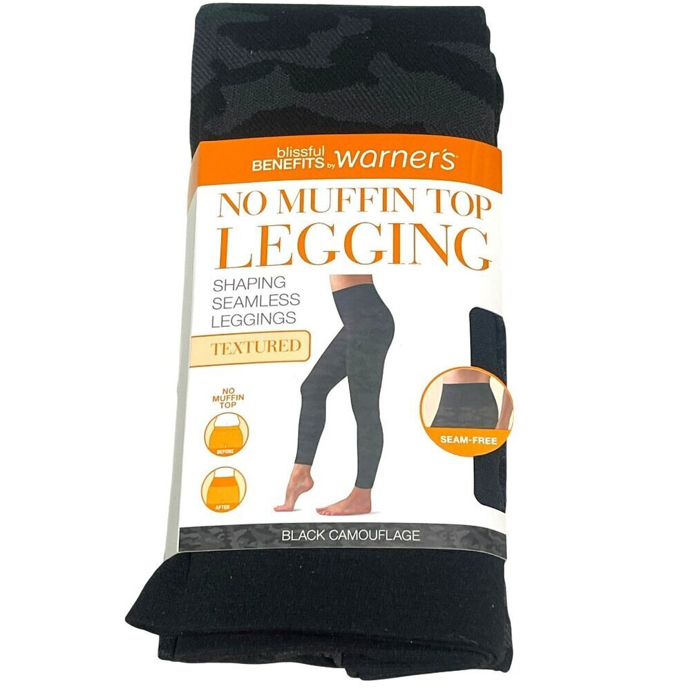 Warners No Muffin Top Legging Black Camouflage L/XL Textured Seamless Stretch